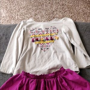 Long sleeved shirt and skirt